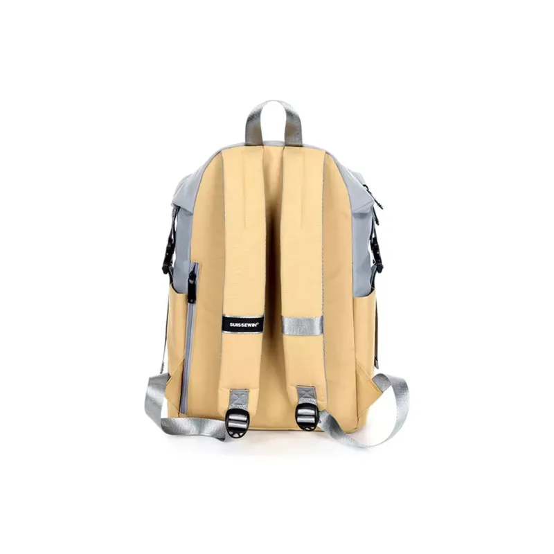 SUISSEWIN Polyester Backpack Regular Unisex Vibrant Orange/Simple Black/Sky Blue-3