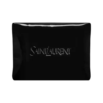 SAINT LAURENT Patent Leather Canvas Clutch Large Size Men's Black