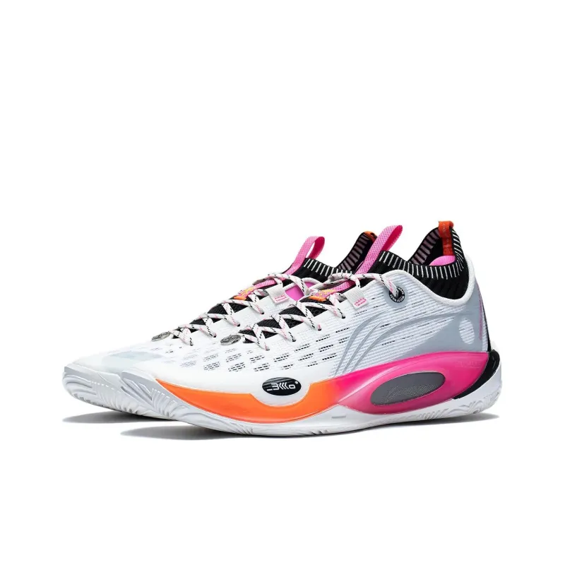LiNing Wade 808 Ultra Durable Breathable Low Top Basketball Shoes Men's White Pink-3