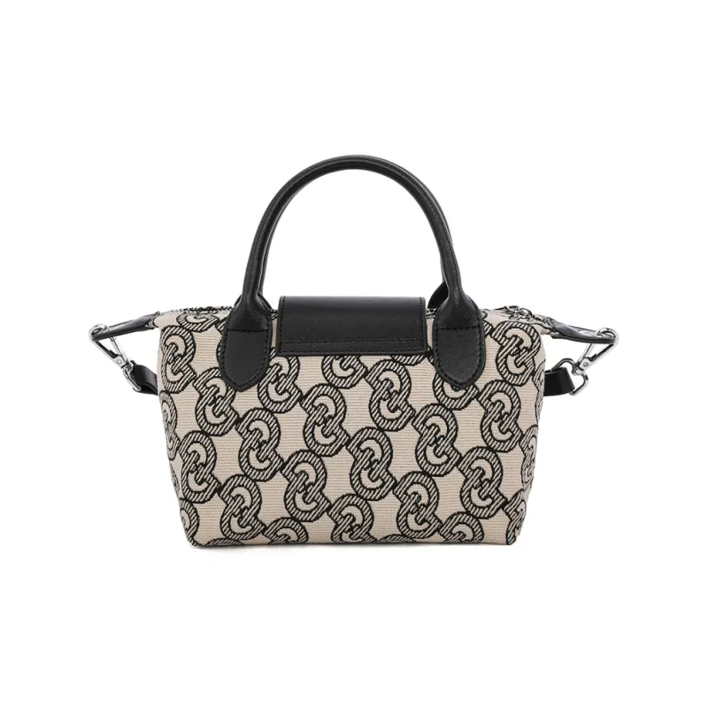 Dubaolu Fabric Handheld Shoulder Bag, Crossbody Bag Medium Size Women's Jacquard Fabric/Black-7