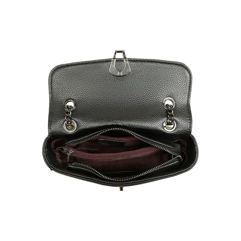 COMELY Cow Leather Patchwork Synthetic Leather Small Square Bag Shoulder Bag Crossbody Bag Small Size Women's Black-4