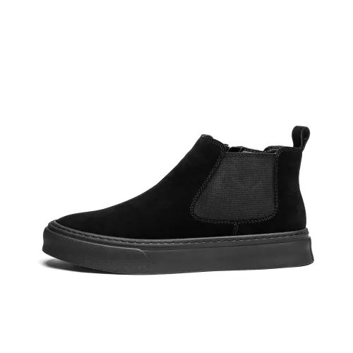 15 MINS Ankle Boots Men Fleece-Lined Black