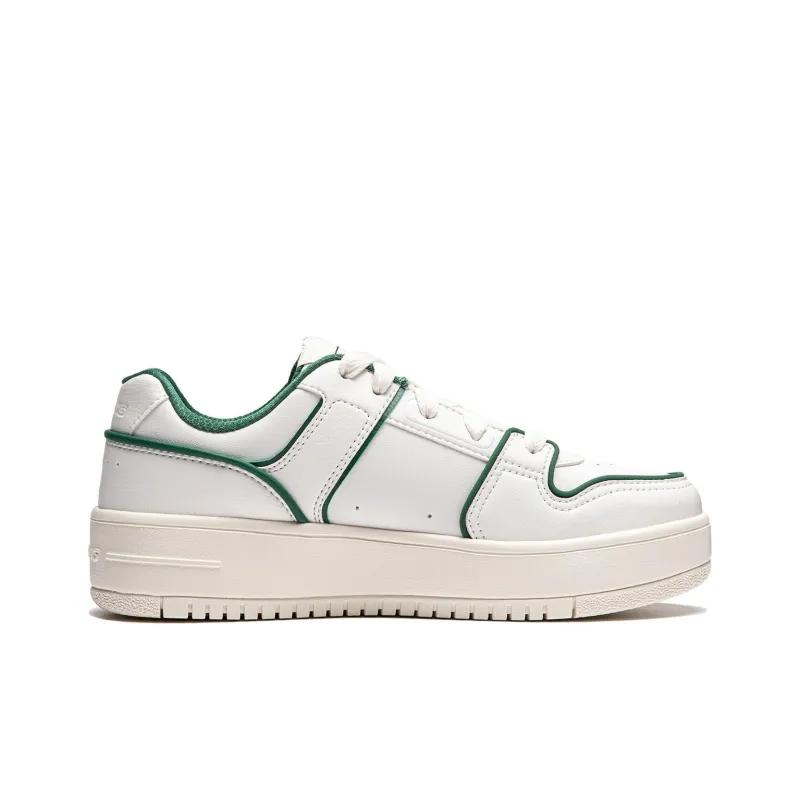 LiNing Cheese Slip-Resistant Low-Top Skateboard Shoes Women's White Green-1