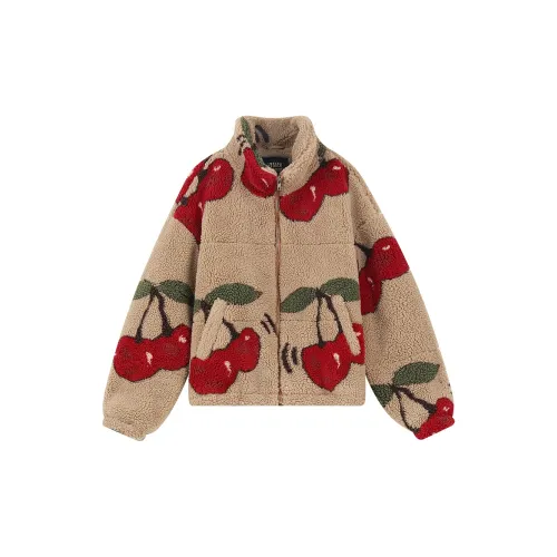 ELF SACK Puffer Jackets Women's Cherry Khaki