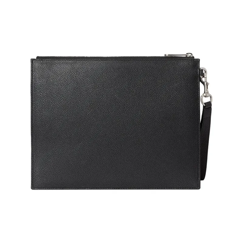 GUCCI Leather With Canvas Binding Clutch Men's Black-3