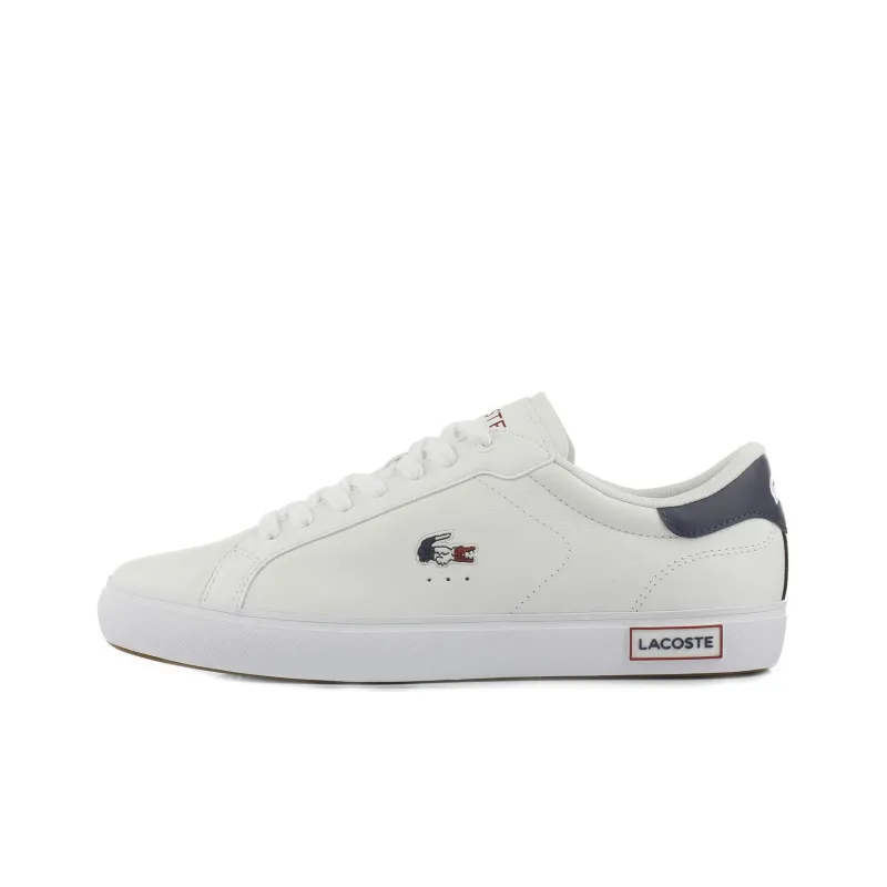 LACOSTE Low Top Skateboard Shoes Men's White Blue-0