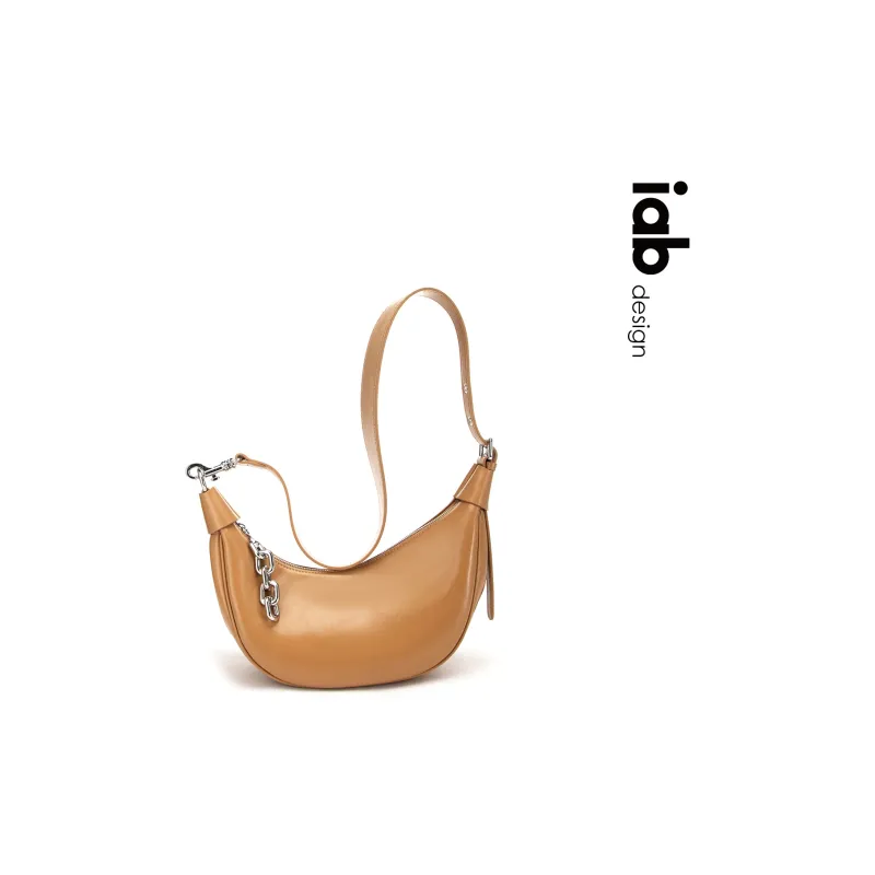 IAB Cow Leather Crescent Bag Shoulder Bag Medium Size Unisex Rum Color/Pine Brown/Cocoa Mocha-7