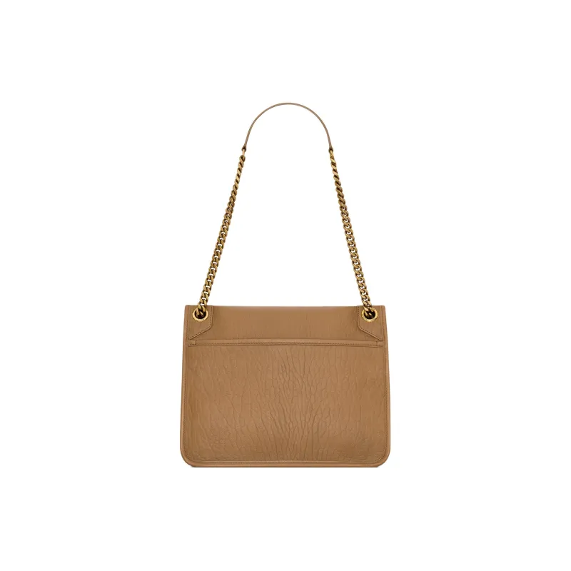 SAINT LAURENT Grain Sheepskin Shoulder Bag, Crossbody Bag Medium Size Women's Brown-3