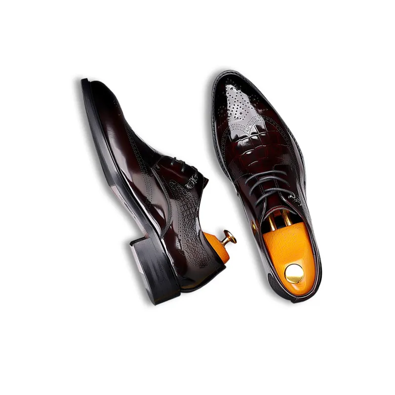 GZZ Dress Shoes Men Low Top Black-8