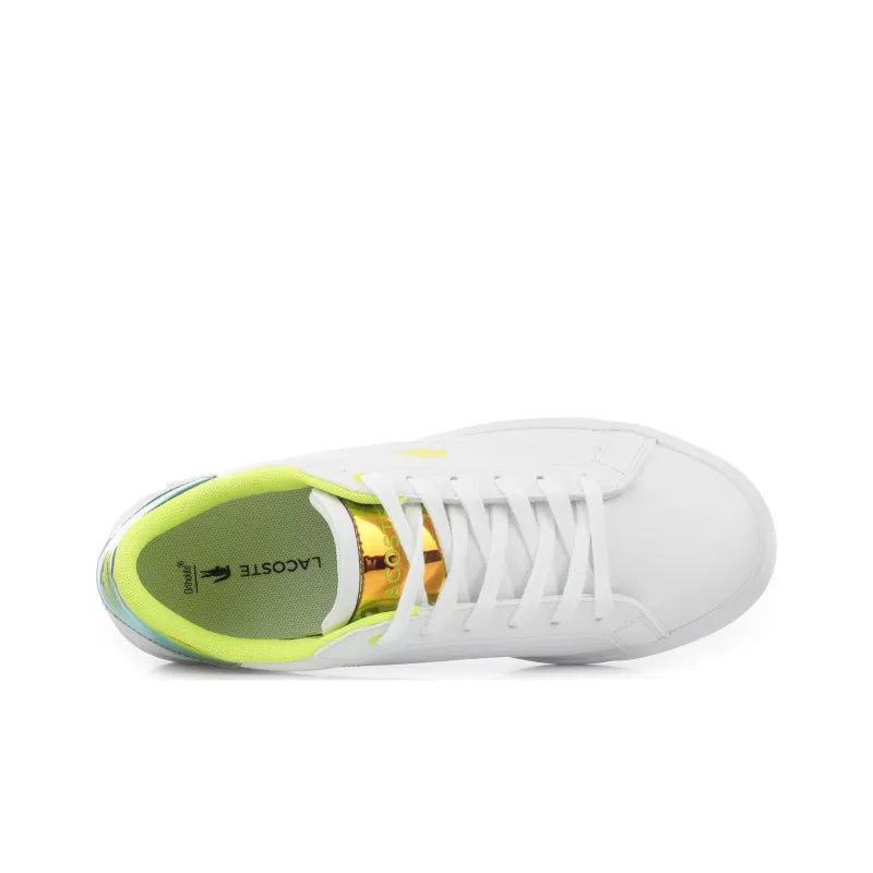 LACOSTE Low Top Skateboard Shoes Women's White Yellow-2