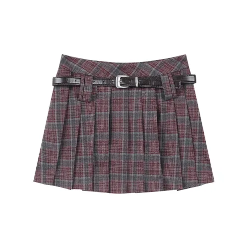 ELF SACK Casual Short Skirts Women's Christmas Red Plaid