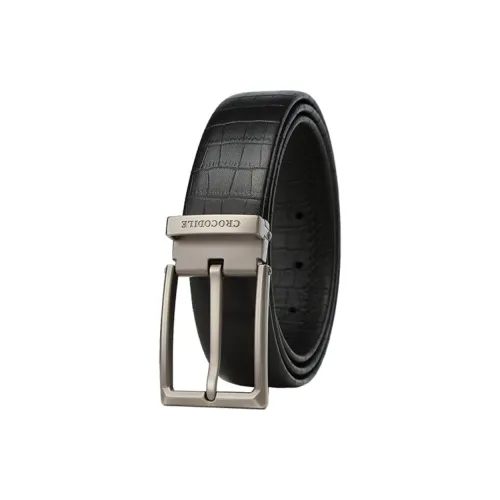 Crocodile Pin Buckle Belt Pants Cow Leather Leather Belts Men's 3.4CM