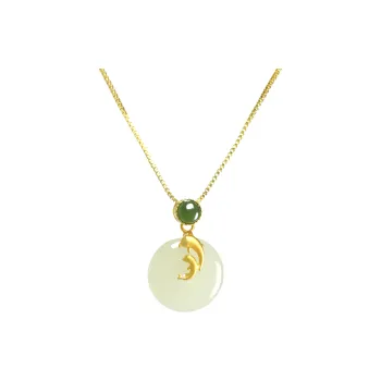 Green Waves Pendants Pale Greenish-White Jade Women's