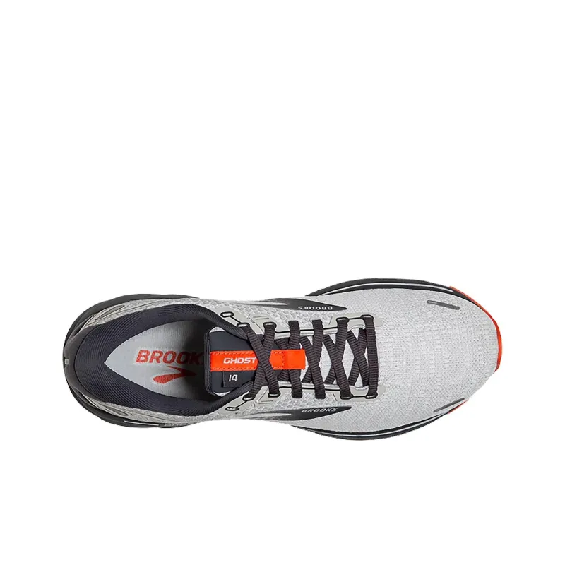 Brooks Ghost 14 Anti Slip Wear Resistant Low Top Marathon Running Shoes Men's Gray Orange-2