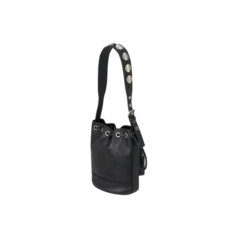 ZARA Cow Leather Bucket Bag Handbag Shoulder Bag Women's Black-2