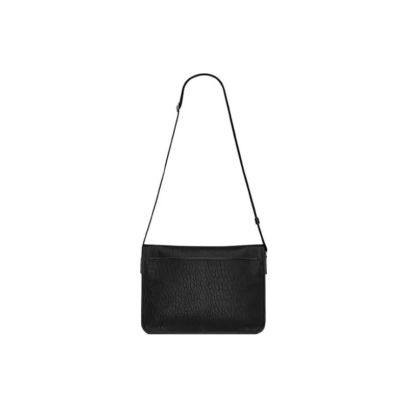 SAINT LAURENT Sheepskin With Fabric Messenger Bag, Portable Crossbody Bag, Shoulder Bag Men's Black-3