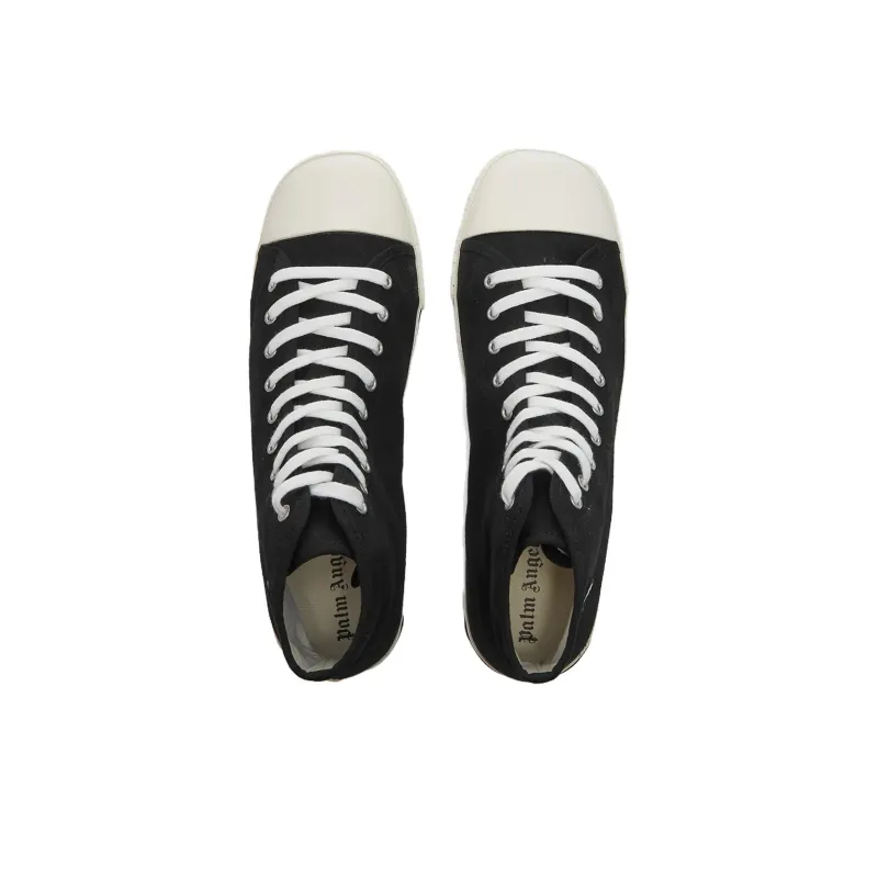PALM ANGELS High Top Vulcanized Sneaker Black White-2