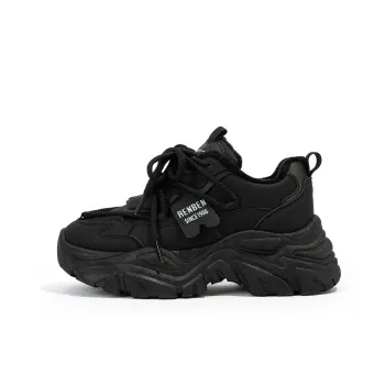Humanism 1986 Abrasion Resistant Height Increasing Low Top Chunky Sneakers 5cm Women's Black