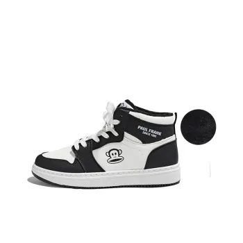 PAUL FRANK Slip-Resistant Cushioning High-Top Skateboard Shoes Unisex White Black