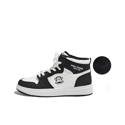 PAUL FRANK Slip Resistant Cushioning High Top Skateboard Shoes Unisex White Black
