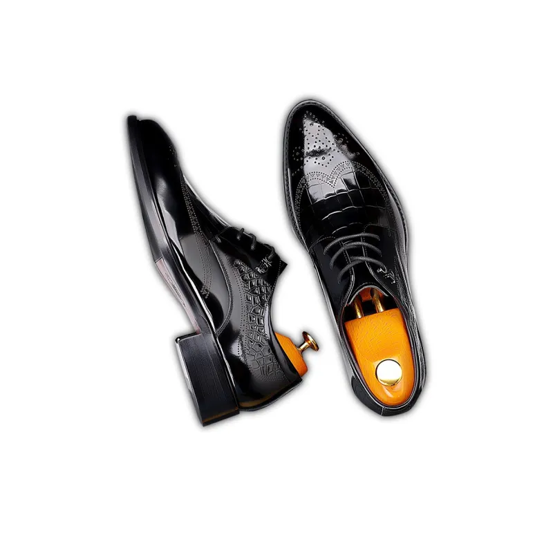 GZZ Dress Shoes Men Low Top Black-3
