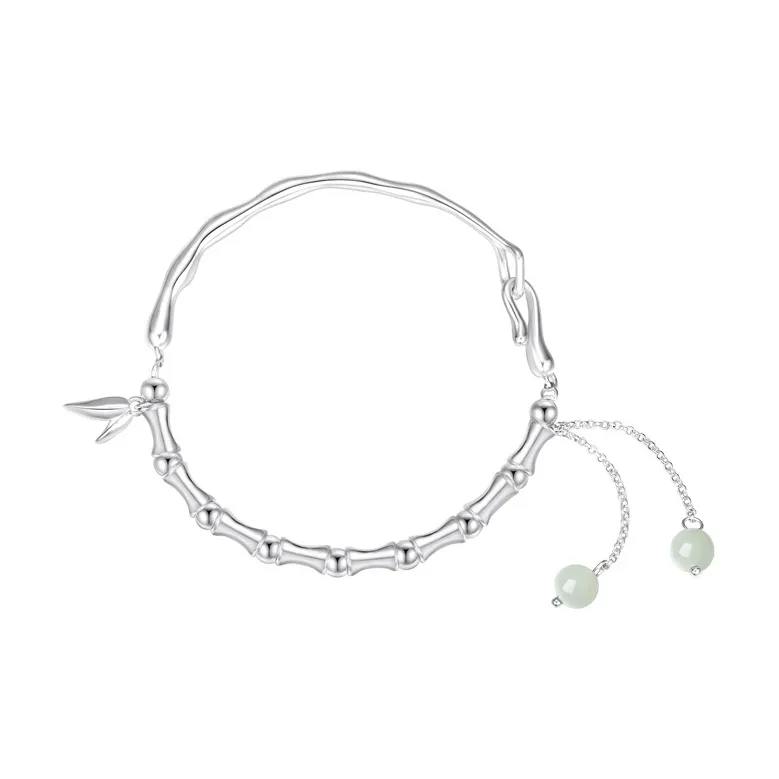 CHOW TAI SENG S925 Silver Bracelets Women's Green Jade-2