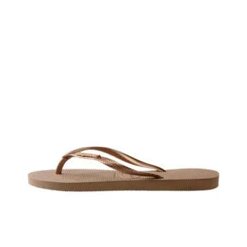Havaianas Slim Logo Metallic Flip Flops Women's Gold