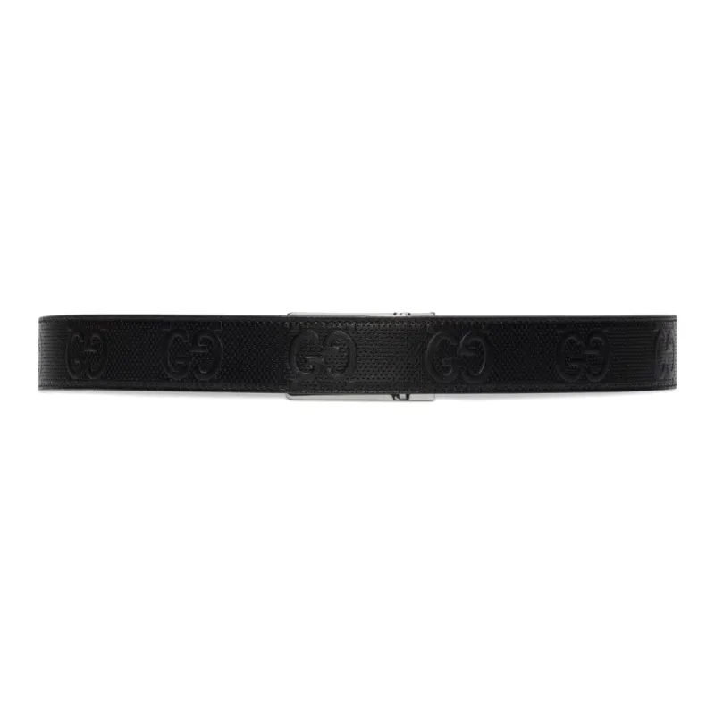 GUCCI Leather Belts Men's Black Width 3.5cm-1