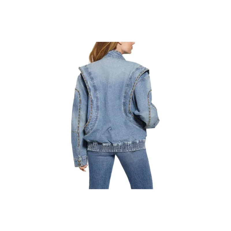 GUESS Blake Oversized Denim Flight Jacket Denim Jacket Women's Blue-1