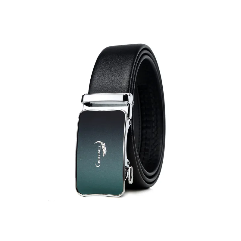 Crocodile Automatic Buckle For Young And Middle Aged Business Cow Leather Leather Belts Men's Width 3.5CM-0