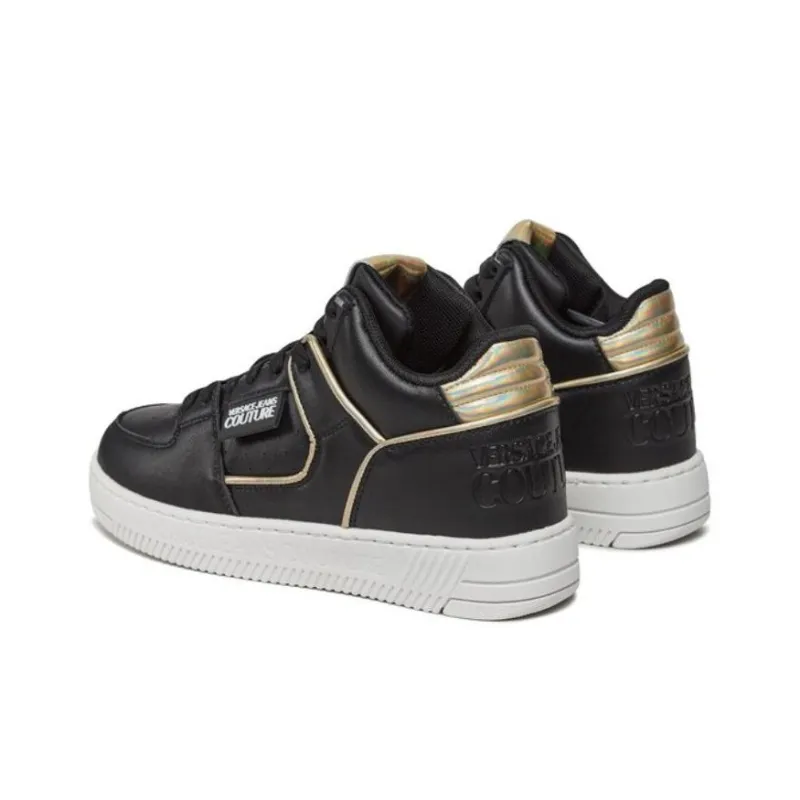VERSACE JEANS Mid Top Skateboard Shoes Women's Black Gold-3