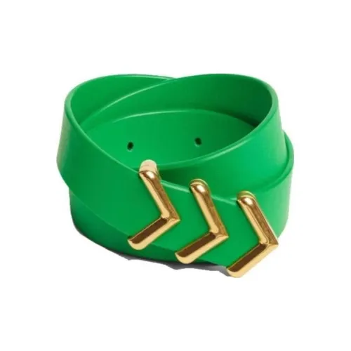 Bottega Veneta Badge-Shaped Smooth Buckle Leather Belts Women's Green Width: 2cm