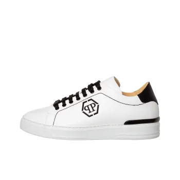 PHILIPP PLEIN Low Top Stylish Skateboarding Shoes Men's White Black