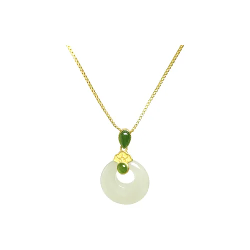 Green Waves Hetian Jade 925 Sterling Silver Women's Pale Greenish-White Jade