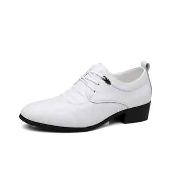EGCHI Dress Shoes Men Mid Top Black/White