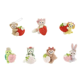 Disney Duffy And Friends Heart Shaped Strawberry Collection Set Dolls Plush Pendant