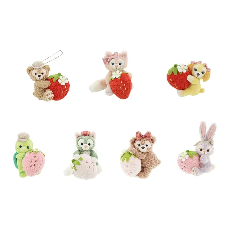 Disney Duffy And Friends Heart Shaped Strawberry Collection Set Dolls Plush Pendant-0