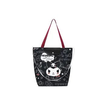 Zgo Sanrio, Collaboration Kulomi Polyester Tote Bag, Shopping Bag, Handbag, Shoulder Bag Women's Black