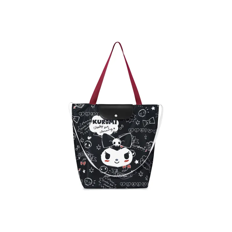 Zgo Sanrio, Collaboration Kulomi Polyester Tote Bag, Shopping Bag, Handbag, Shoulder Bag Women's Black-0