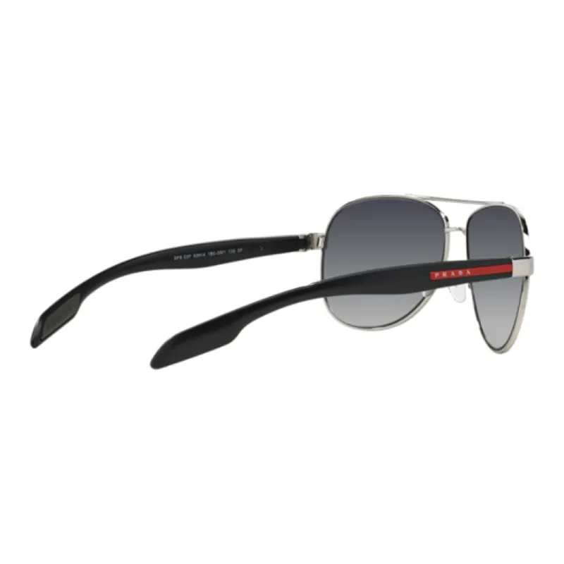 PRADA Plastic Metal Irregular Shape Sunglasses Men's Silver-4