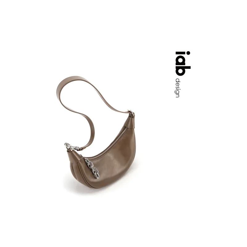 IAB Cow Leather Crescent Bag Shoulder Bag Medium Size Unisex Rum Color/Pine Brown/Cocoa Mocha-5