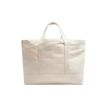 ZARA Cotton Tote Bag Shopping Bag Shoulder Bag Handbag Large Size Men's Light Beige Yellow