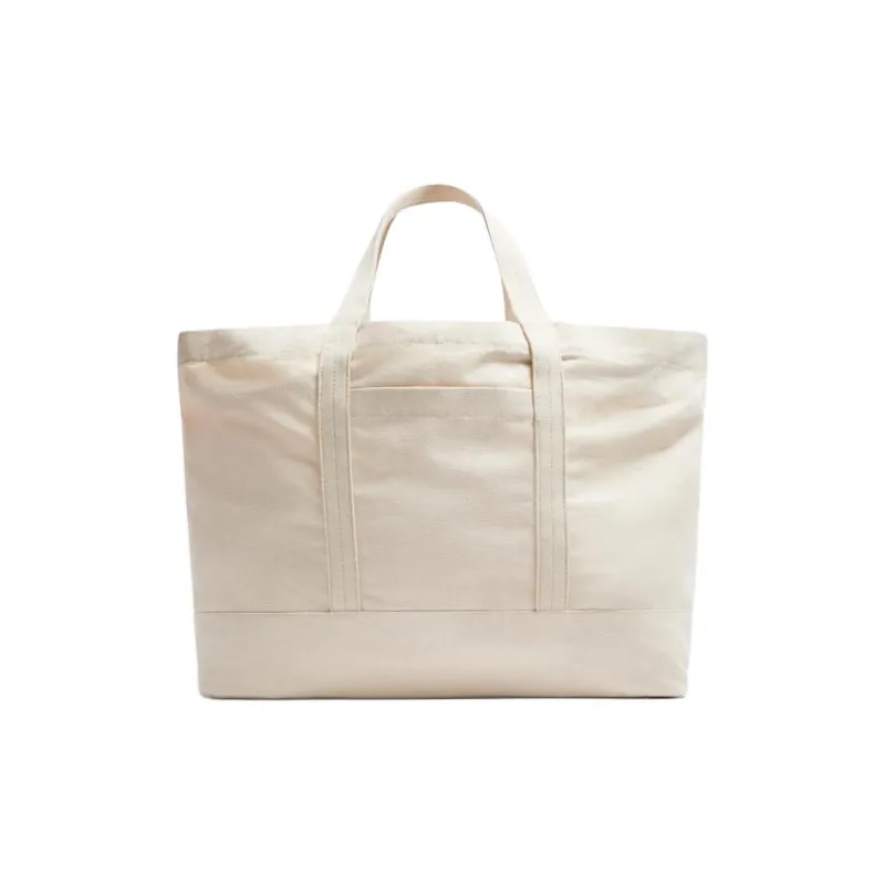 ZARA Cotton Tote Bag Shopping Bag Shoulder Bag Handbag Large Size Men's Light Beige Yellow-0