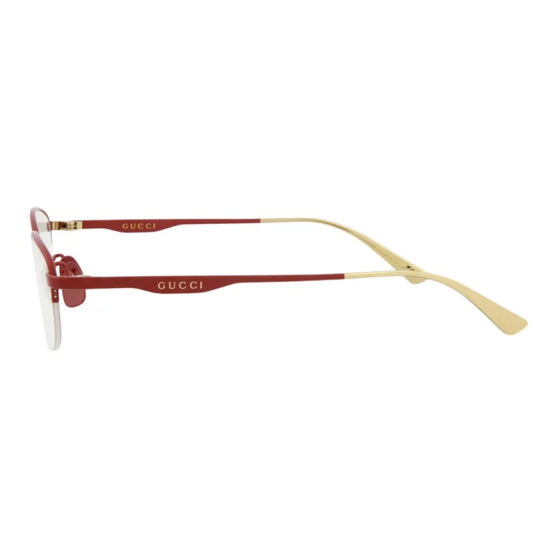 GUCCI Titanium Rectangular Eyeglass Frames Women's Red-2