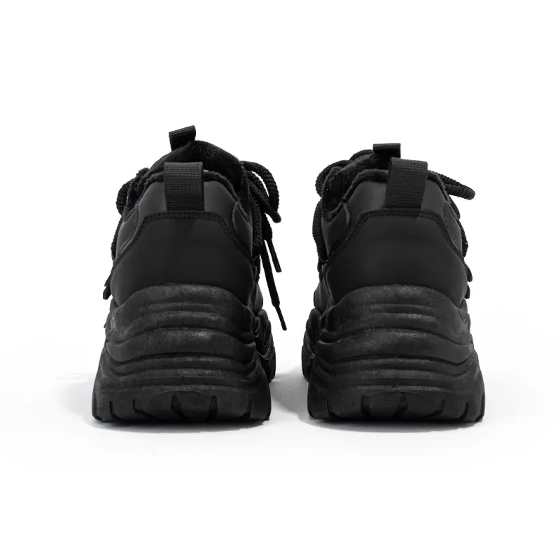 Humanism 1986 Abrasion Resistant Height Increasing Low Top Chunky Sneakers 5cm Women's Black-4