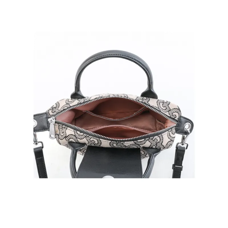 Dubaolu Fabric Handheld Shoulder Bag, Crossbody Bag Medium Size Women's Jacquard Fabric/Black-8