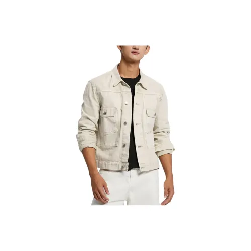 Calvin Klein Simple Series Denim Jackets Unisex Beige