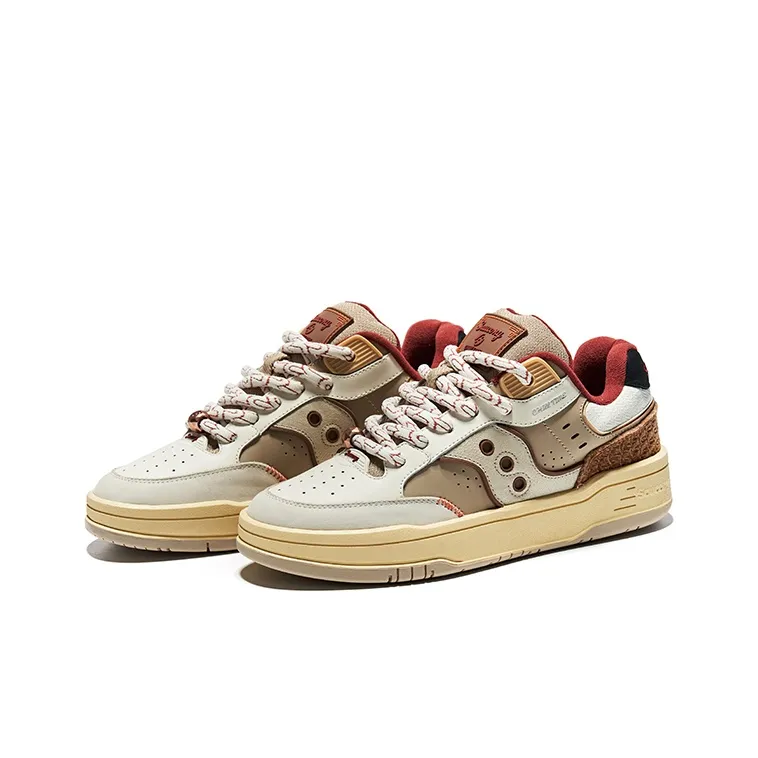 Saucony CNY Anti Slip And Wear Resistant Breathable Low Top Casual Running Shoes Unisex Beige Brown-2