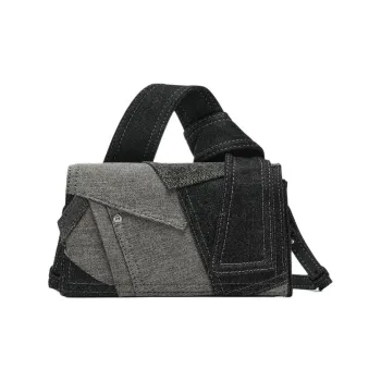 ZARA Denim Handbag Shoulder Bag Crossbody Bag Mini Women's Black & Gray