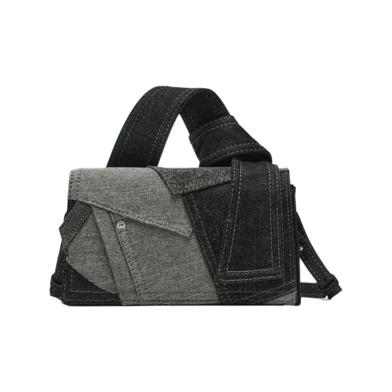 ZARA Denim Handbag Shoulder Bag Crossbody Bag Mini Women's Black & Gray-0